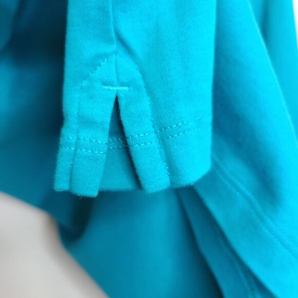 L.L. Bean 3/4 Sleeve Splitneck Cotton Teal Blue Tunic Tee XL - Picture 6 of 7